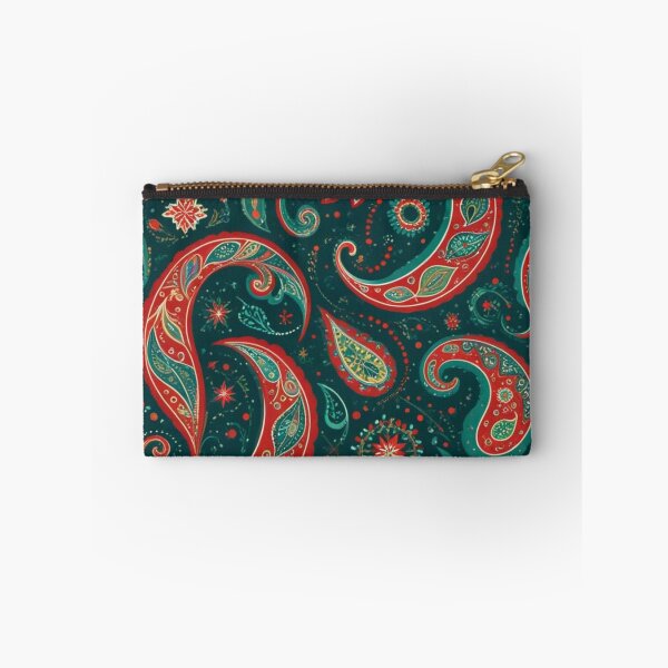 Item preview, Festive Teal and Red Paisley Pattern Art designed and sold by Harmonic_Layers.
