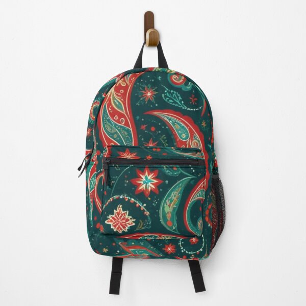 Item preview, Festive Teal and Red Paisley Pattern Art designed and sold by Harmonic_Layers.