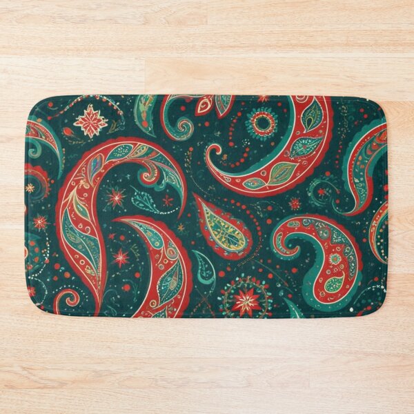 Item preview, Festive Teal and Red Paisley Pattern Art designed and sold by Harmonic_Layers.