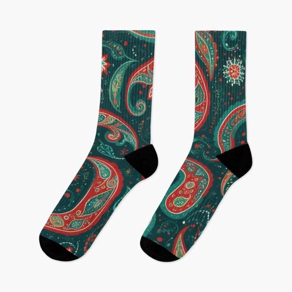 Item preview, Festive Teal and Red Paisley Pattern Art designed and sold by Harmonic_Layers.