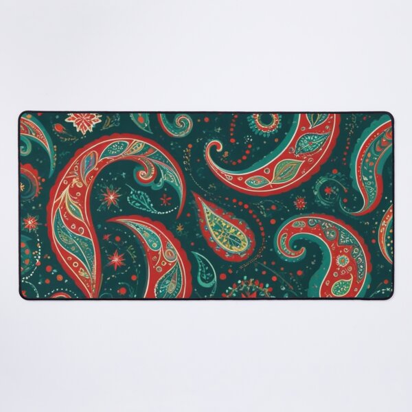 Item preview, Festive Teal and Red Paisley Pattern Art designed and sold by Harmonic_Layers.