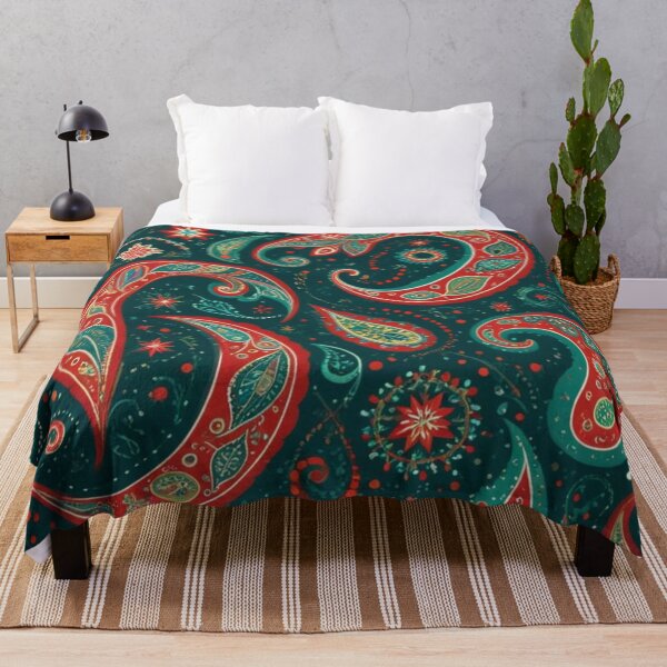 Item preview, Festive Teal and Red Paisley Pattern Art designed and sold by Harmonic_Layers.