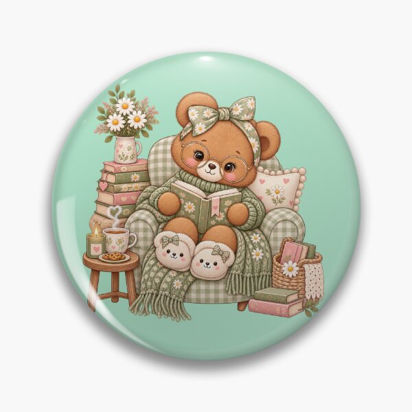 Item preview, Cozy Sage Reading Bear designed and sold by PixelChaptersByKira.