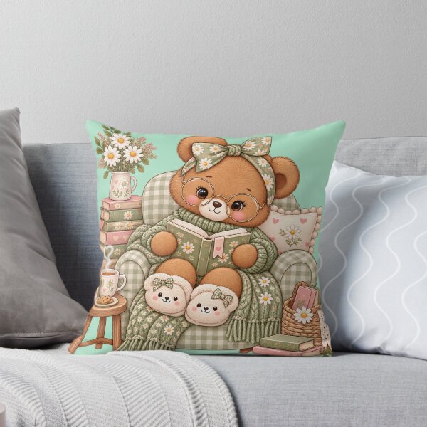 Item preview, Cozy Sage Reading Bear designed and sold by PixelChaptersByKira.