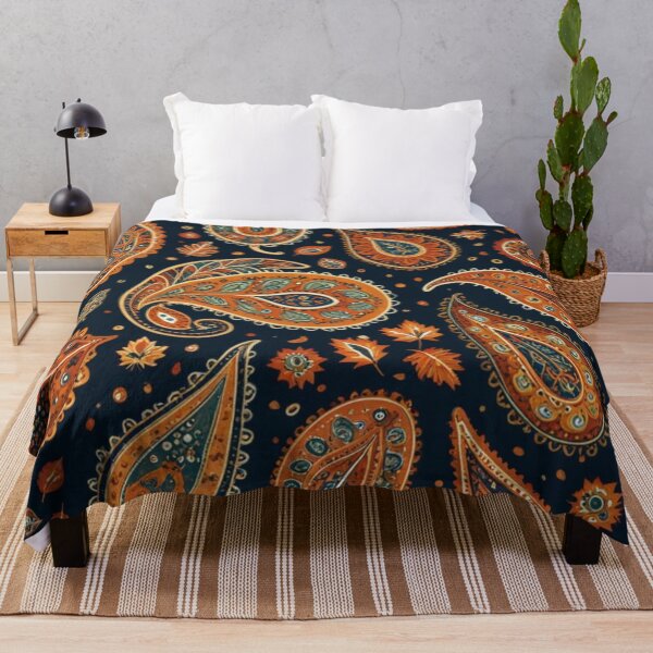 Item preview, Autumn Orange Paisley Dark Pattern designed and sold by Harmonic_Layers.