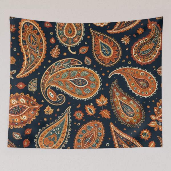 Item preview, Autumn Orange Paisley Dark Pattern designed and sold by Harmonic_Layers.