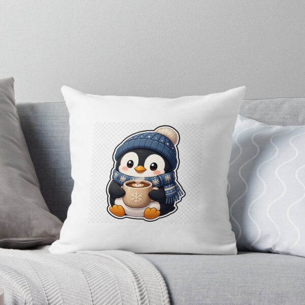 Item preview, Cozy Penguin with Coffee – Cute Winter Kawaii Sticker designed and sold by SakuraHQ.