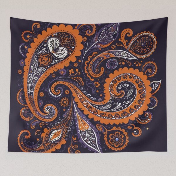 Item preview, Orange and Purple Ornamental Paisley designed and sold by Harmonic_Layers.