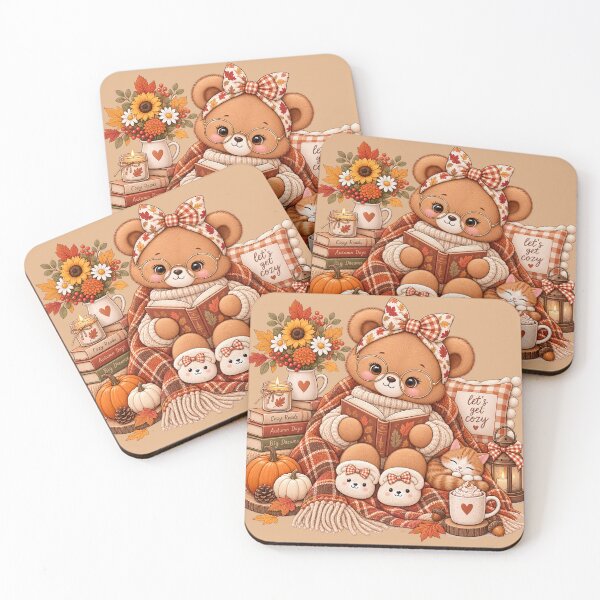 Item preview, Cozy Autumn Reading Bear designed and sold by PixelChaptersByKira.