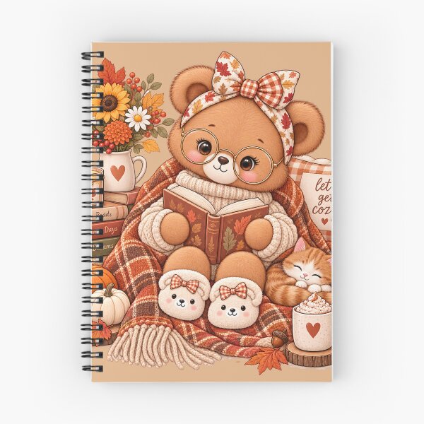 Item preview, Cozy Autumn Reading Bear designed and sold by PixelChaptersByKira.