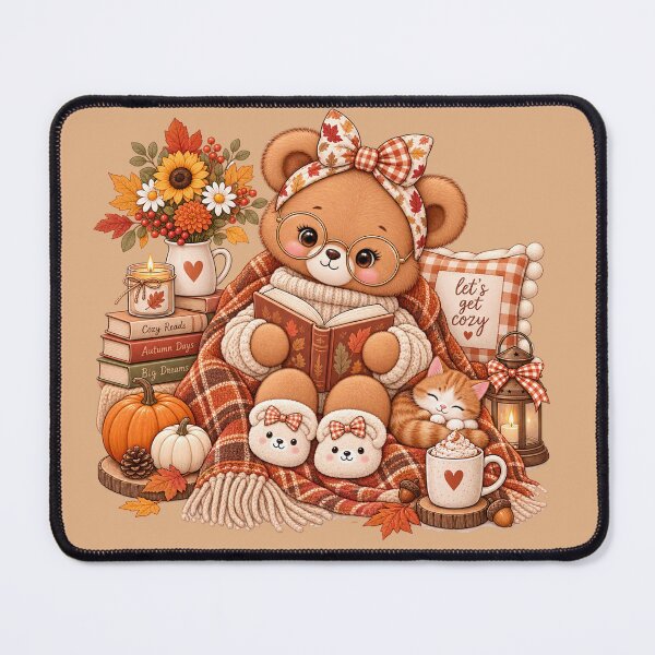 Item preview, Cozy Autumn Reading Bear designed and sold by PixelChaptersByKira.