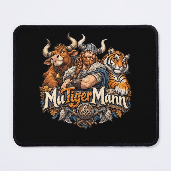 Item preview, MuTigerMann – A funny German pun with Viking, tiger and cow designed and sold by FreshPixelArt.