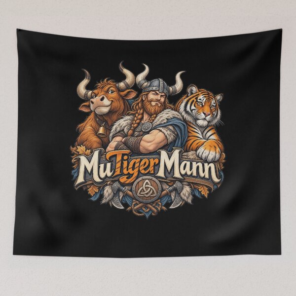 Item preview, MuTigerMann – A funny German pun with Viking, tiger and cow designed and sold by FreshPixelArt.