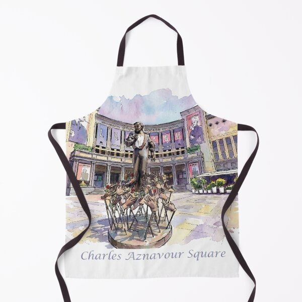 Item preview, Charles Aznavour Square and Moscow Cinema Yerevan Watercolor Art designed and sold by NareArt.