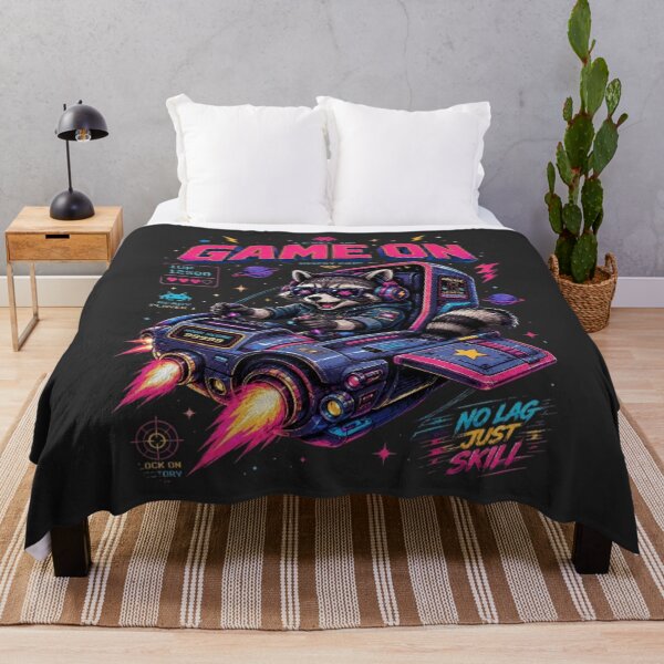 Item preview, Gamer Raccoon Arcade Space Jet - Game On No Lag Just Skill Retro Synthwave designed and sold by LUKOWEAR.