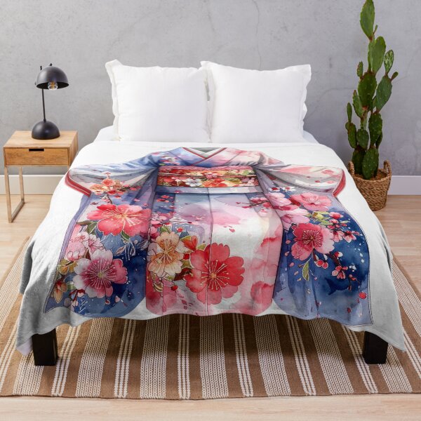 Artikelvorschau, Elegantes japanisches Kimono-Aquarell entworfen und verkauft von BetweenForms.