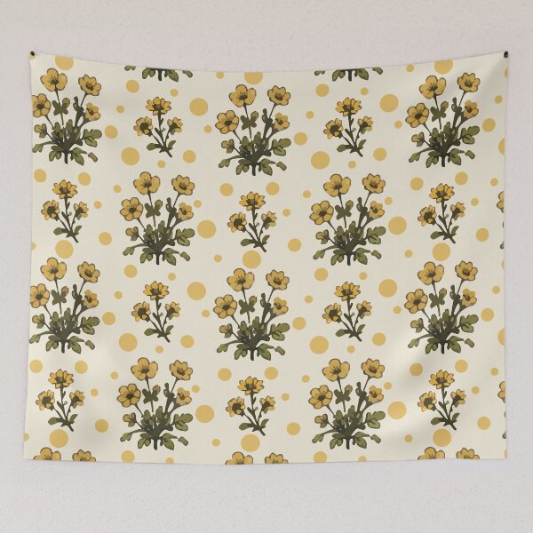 Item preview, Yellow Floral Pattern – Vintage Botanical Flower Print 1 designed and sold by SimplePoDesign.
