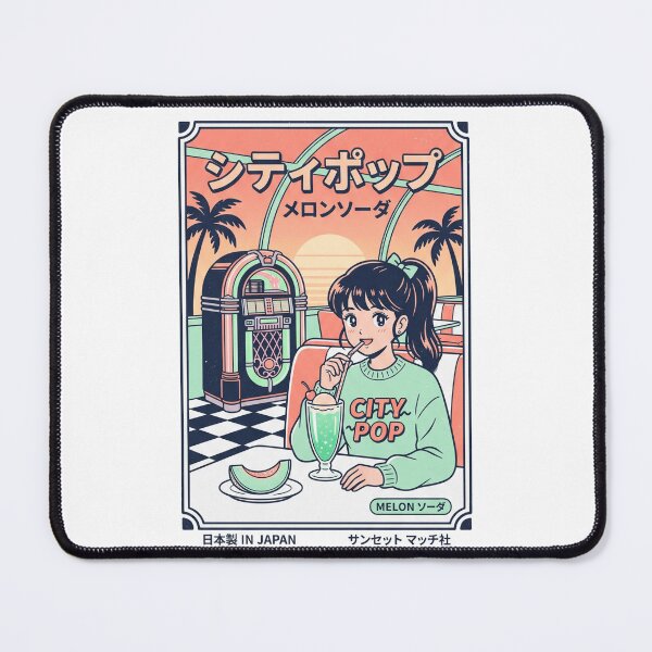 Item preview, 80s Retro City Pop Anime Girl Melon Soda Vintage Diner Sunset Aesthetic designed and sold by mood-draftsman.
