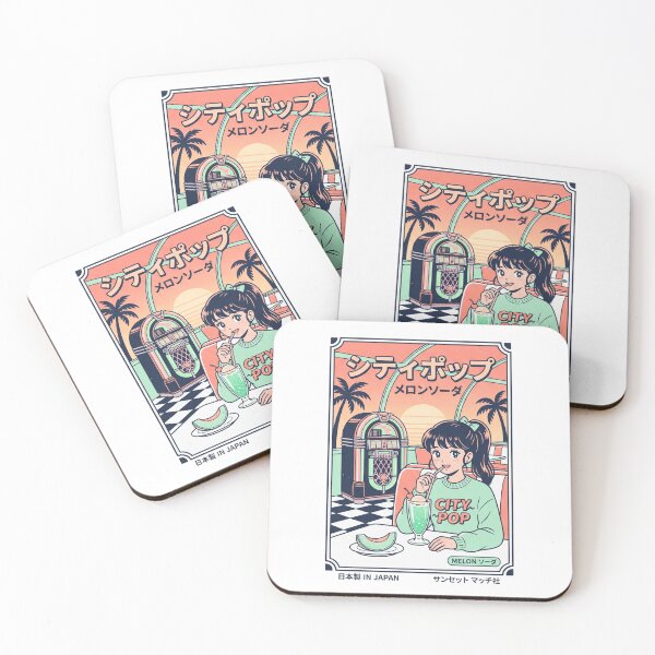 Item preview, 80s Retro City Pop Anime Girl Melon Soda Vintage Diner Sunset Aesthetic designed and sold by mood-draftsman.