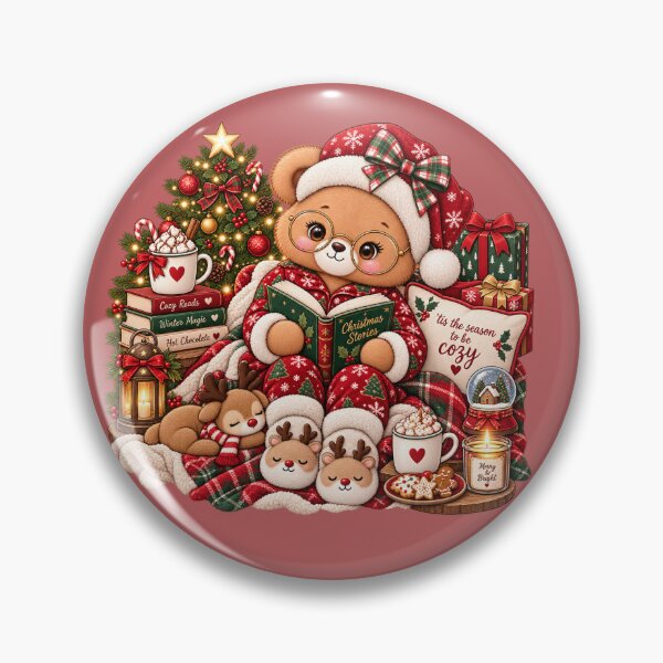 Item preview, Cozy Christmas Reading Bear designed and sold by PixelChaptersByKira.