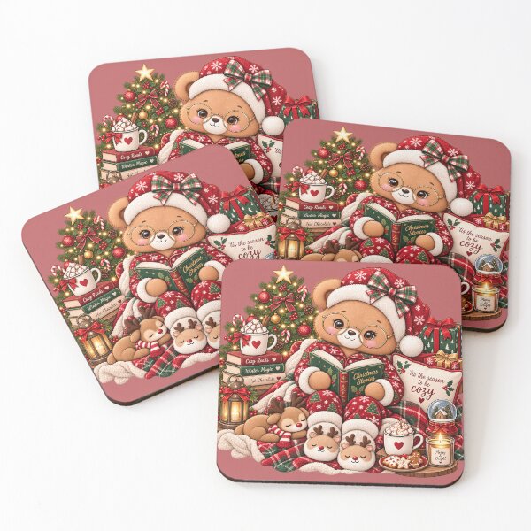 Item preview, Cozy Christmas Reading Bear designed and sold by PixelChaptersByKira.