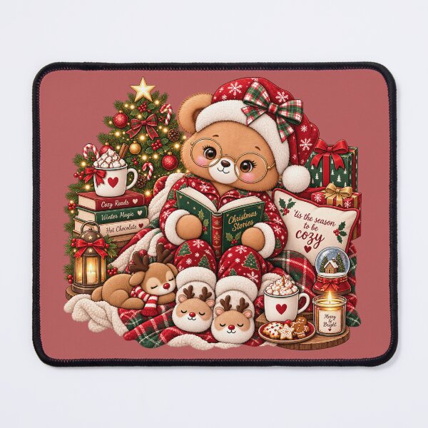 Item preview, Cozy Christmas Reading Bear designed and sold by PixelChaptersByKira.
