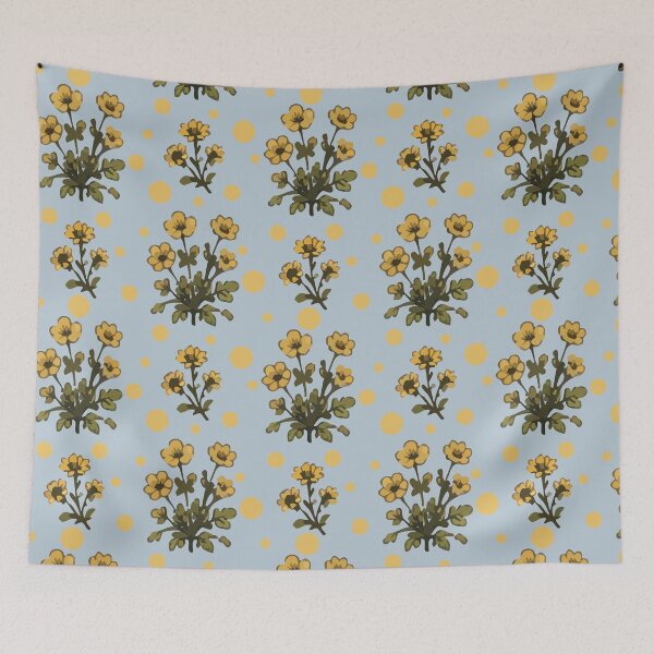 Item preview, Yellow Floral Pattern – Vintage Botanical Flower Print 4 designed and sold by SimplePoDesign.