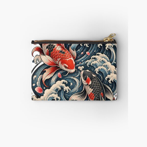Artikelvorschau, Koi-Fisch, japanische Wellen-Kirschblütenkunst entworfen und verkauft von Print Print On.