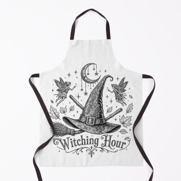 Item preview, Witching Hour – Witch Hat, Broom and Fairies Vintage Engraving Design designed and sold by CosmicFlora Studio.