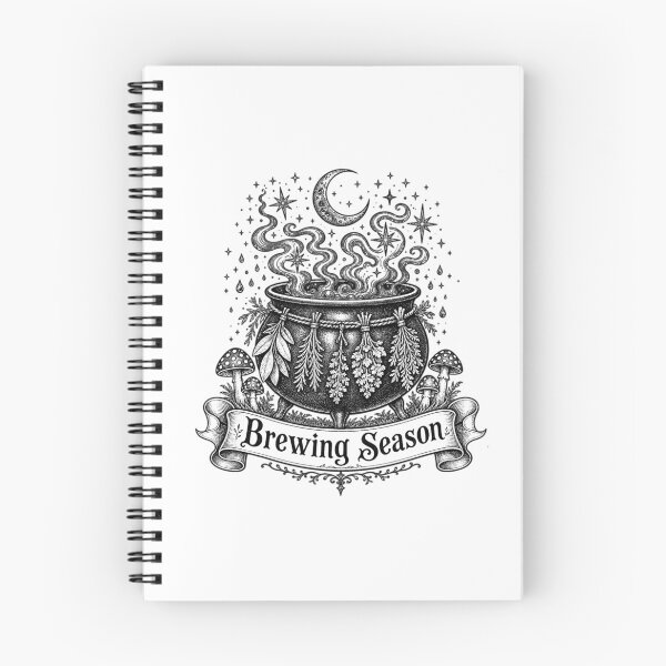 Item preview, Brewing Season – Witch Cauldron with Herbs and Mushrooms Vintage Engraving Design designed and sold by CosmicFlora Studio.