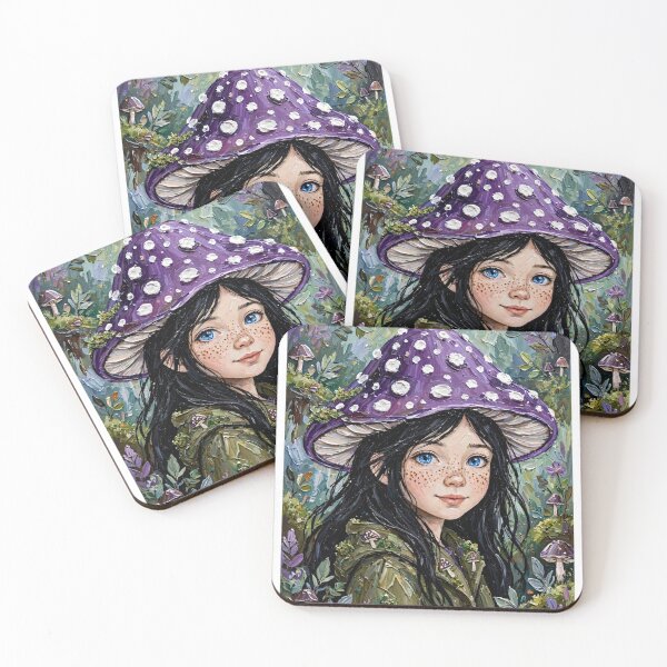 Item preview, Purple Mushroom Fairy Girl - Midnight Forest Fantasy Art designed and sold by MAISON SYLVIE.