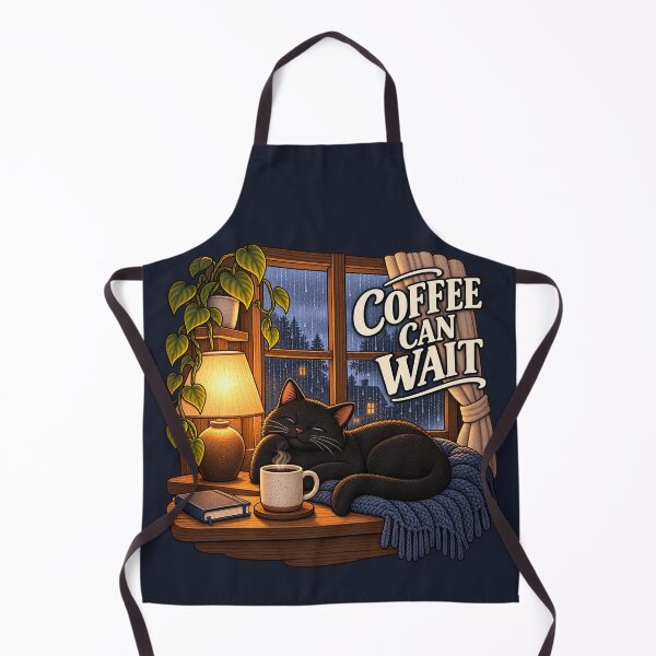 Item preview, Coffee Can Wait — Cozy Cat Evening designed and sold by QuietNovaShop.