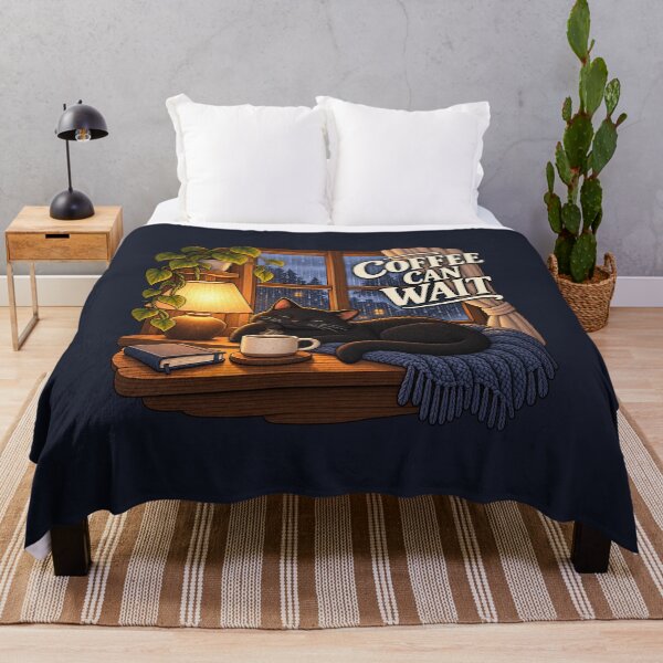 Item preview, Coffee Can Wait — Cozy Cat Evening designed and sold by QuietNovaShop.