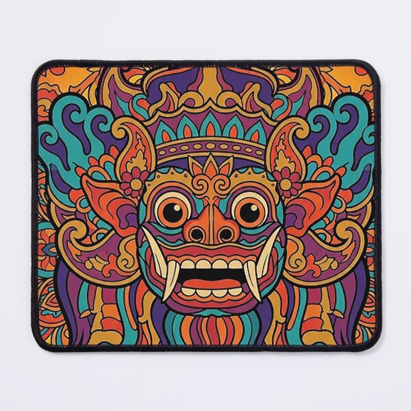 Item preview, Barong Psychedelic Mandala Balinese Mask Art designed and sold by cannsuh.
