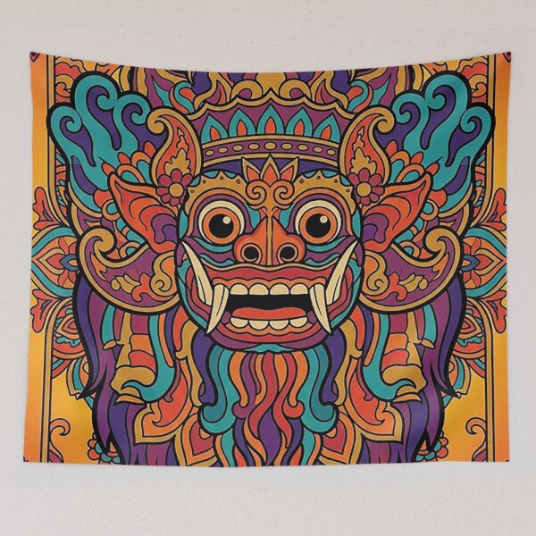 Item preview, Barong Psychedelic Mandala Balinese Mask Art designed and sold by cannsuh.