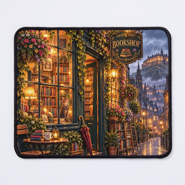 Item preview, Rainy Bookshop – Cozy Reading Aesthetic designed and sold by PixelChaptersByKira.