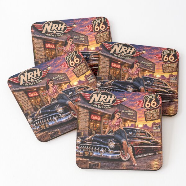 Item preview, Route 66 Hot Rod Garage designed and sold by Normandy Road Heritage™ - Vintage Garage Art.