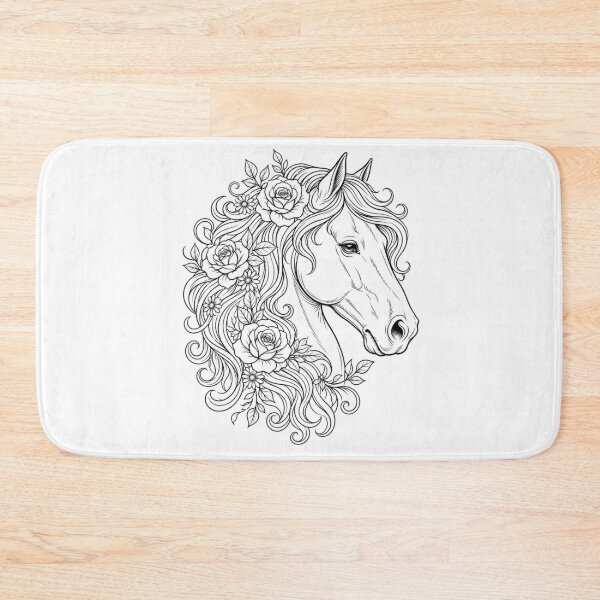 Item preview, Floral Horse with Roses – Fine Line Art Portrait designed and sold by CosmicFlora Studio.