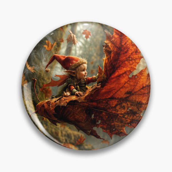 Item preview, Enchanted Autumn Elf Riding a Giant Maple Leaf – Magical Woodland Fantasy designed and sold by DrakariArt.