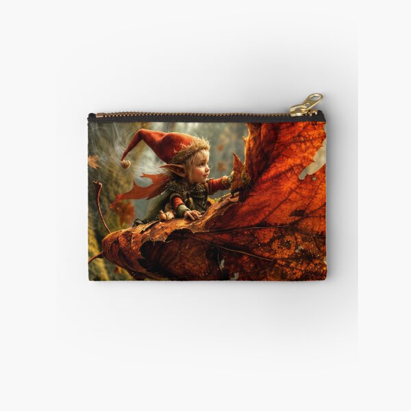 Item preview, Enchanted Autumn Elf Riding a Giant Maple Leaf – Magical Woodland Fantasy designed and sold by DrakariArt.