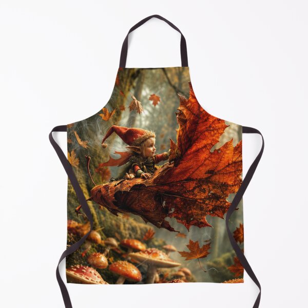 Item preview, Enchanted Autumn Elf Riding a Giant Maple Leaf – Magical Woodland Fantasy designed and sold by DrakariArt.