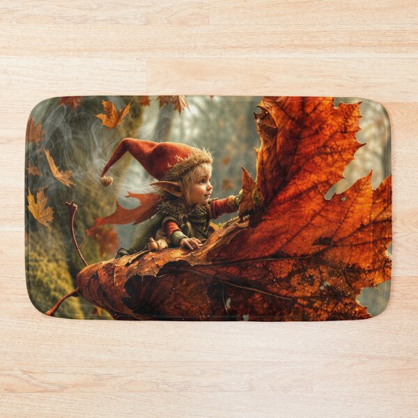 Item preview, Enchanted Autumn Elf Riding a Giant Maple Leaf – Magical Woodland Fantasy designed and sold by DrakariArt.