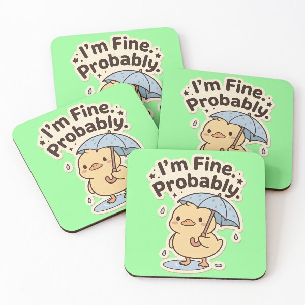 Item preview, I'm Fine Probably Duck | Cute Kawaii Duck with Umbrella Meme designed and sold by kuwagatamushi.