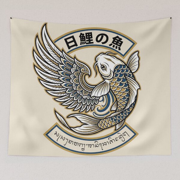 Item preview, Winged Koi Fish Garuda Wing Emblem Badge Art designed and sold by cannsuh.