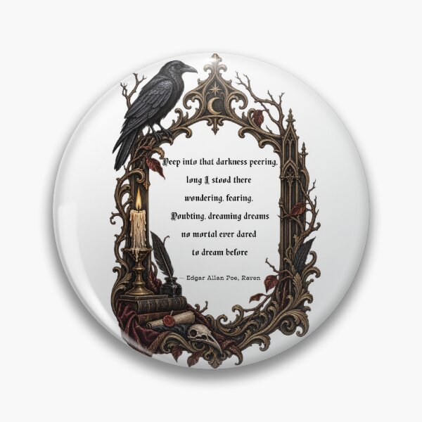 Item preview, Deep Into That Darkness Peering - Edgar Allan Poe The Raven Quote | Gothic Literary Art designed and sold by Neurospicy Trolls.
