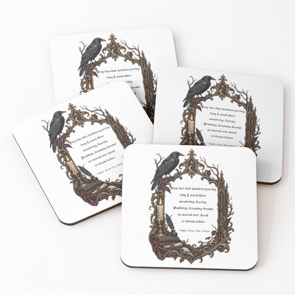 Item preview, Deep Into That Darkness Peering - Edgar Allan Poe The Raven Quote | Gothic Literary Art designed and sold by Neurospicy Trolls.