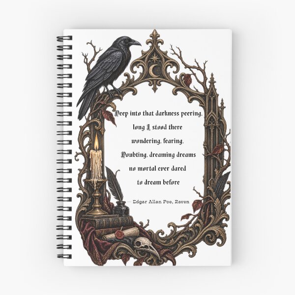 Item preview, Deep Into That Darkness Peering - Edgar Allan Poe The Raven Quote | Gothic Literary Art designed and sold by Neurospicy Trolls.