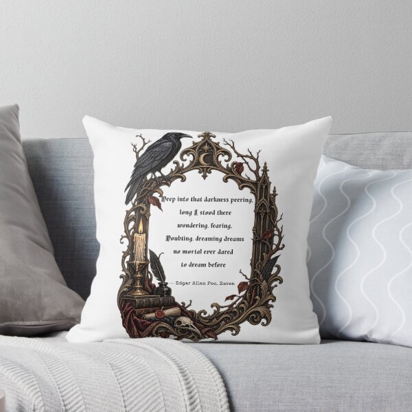 Item preview, Deep Into That Darkness Peering - Edgar Allan Poe The Raven Quote | Gothic Literary Art designed and sold by Neurospicy Trolls.