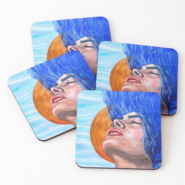 Item preview, Towards the Light | Blue Hair Portrait Watercolour designed and sold by ArithraStudio.