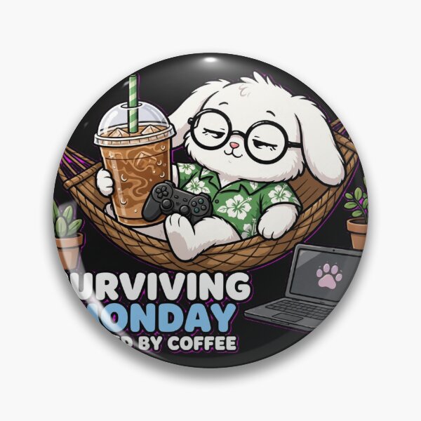 Item preview, Surviving Monday Fueled By Coffee - Cute Sleepy Bunny Gamer designed and sold by Surviving Monday Club.